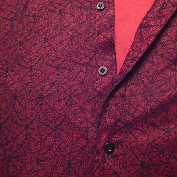 Morbid Threads Vintage Black Spiderweb Cobweb Lace Red Shirt Button Up Goth Men - Picture 5 of 14